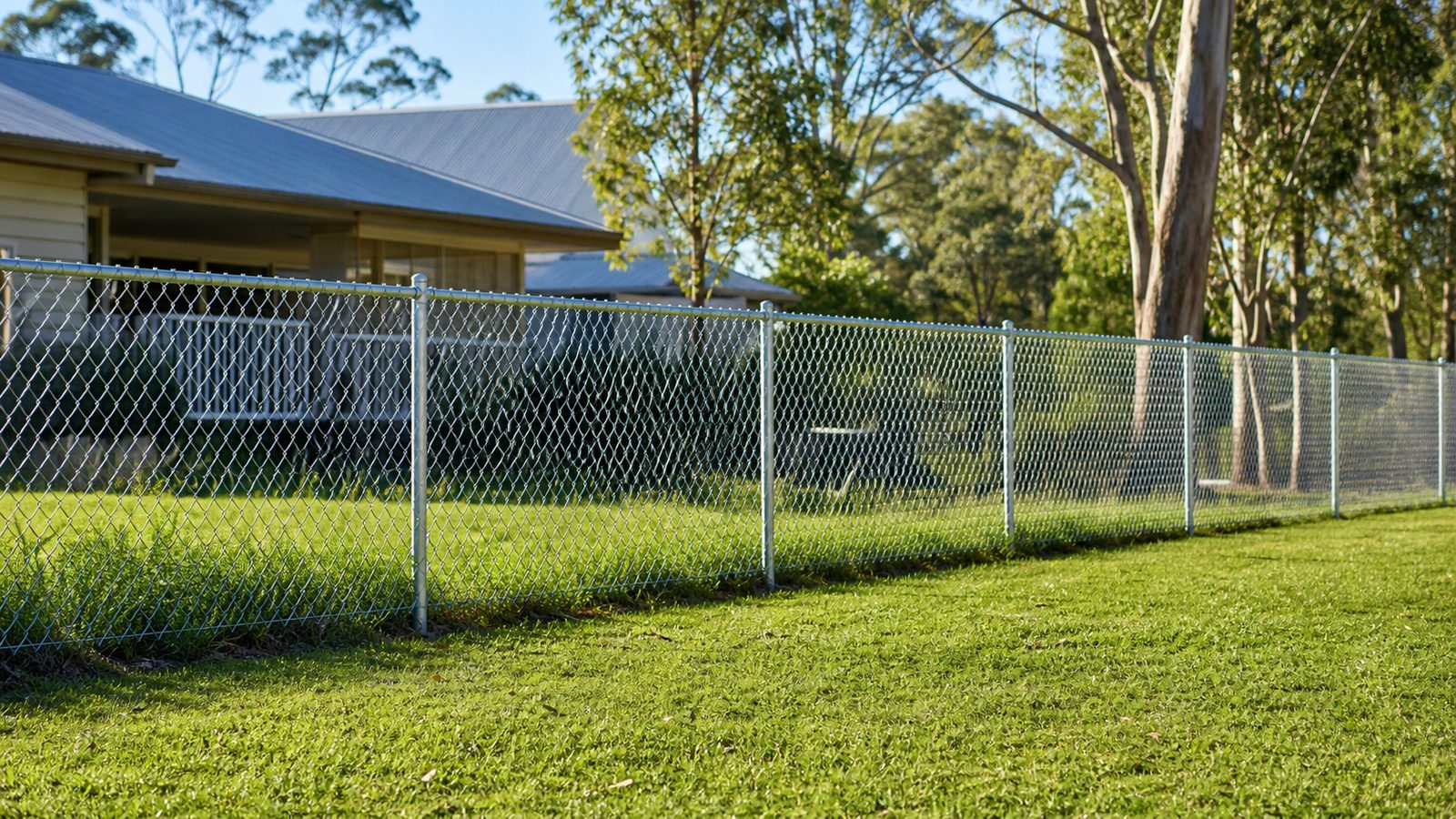Galvanised chain wire fence along a residential backyard boundary in Sydney