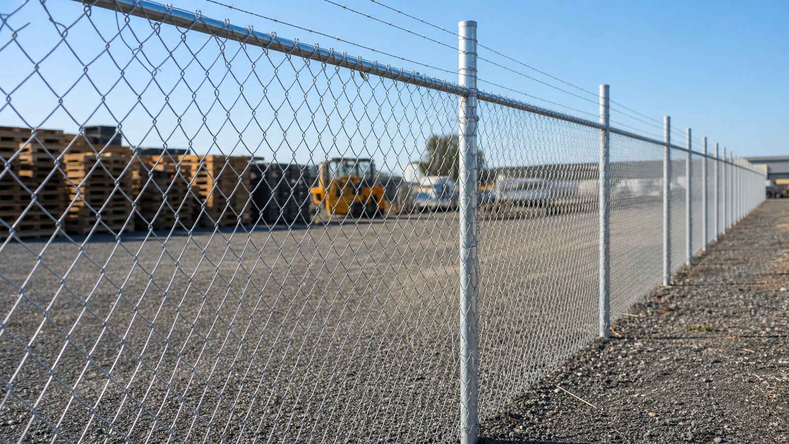 Heavy-duty chain wire mesh fencing securing a Western Sydney industrial yard